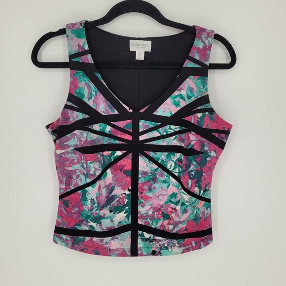 Bisou bisou womens Medium set of 3 Multicolor sleeveless scuba tops - Picture 8 of 12